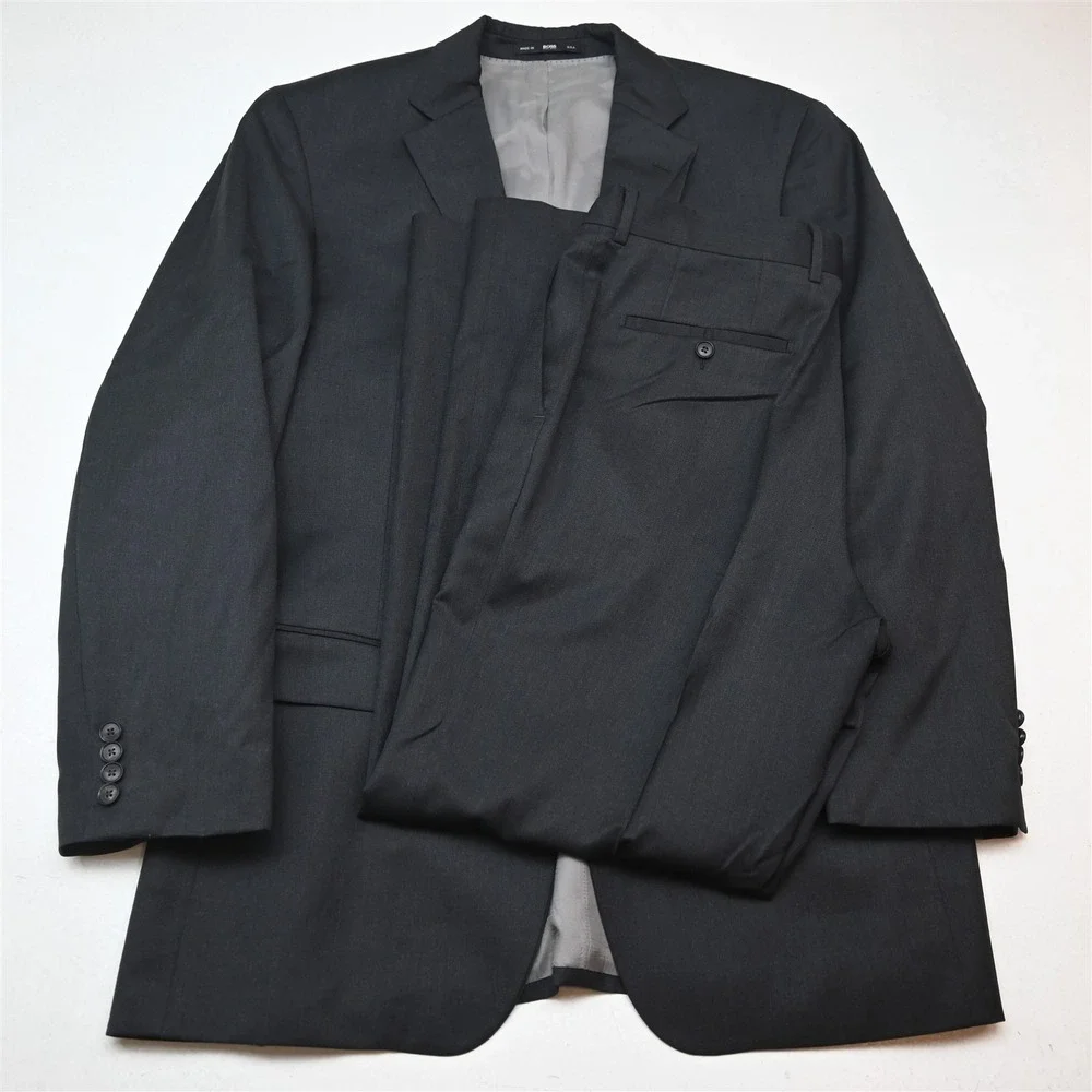 Hugo Boss 42L 34x32 Gray Pasolini/Movie 100% Wool USA Mens Jacket Pants Suit